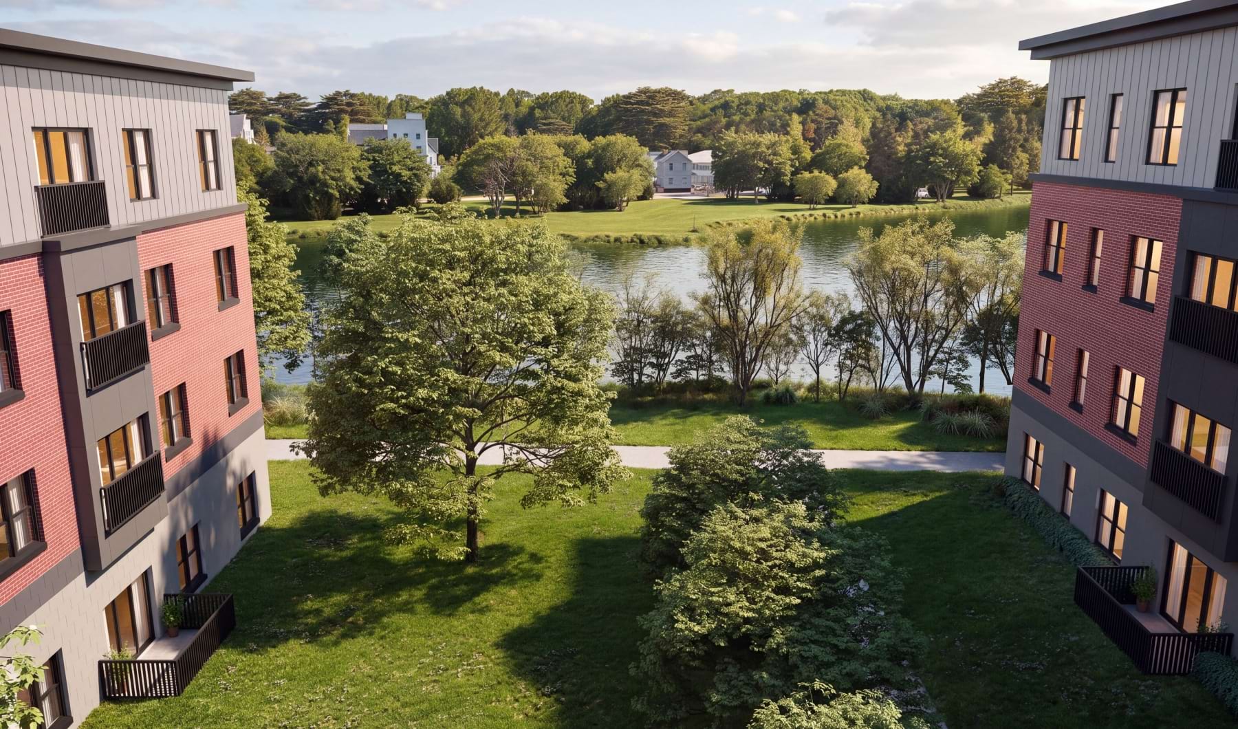 Waterfront homes on Mill Pond Portsmouth Exterior Rendering