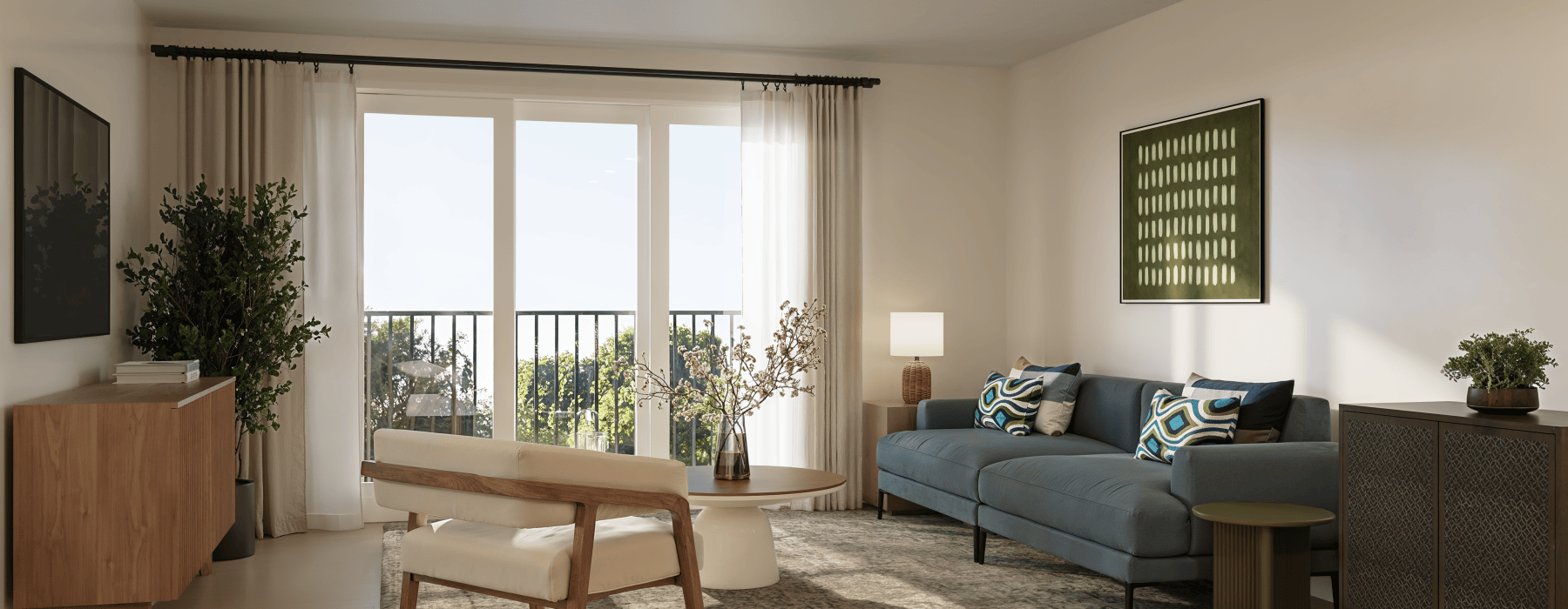 Living room with balcony